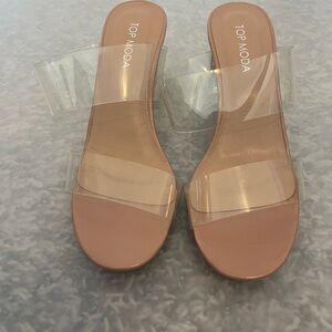 TOP Moda Women's Clear Strap Sandals - Nude